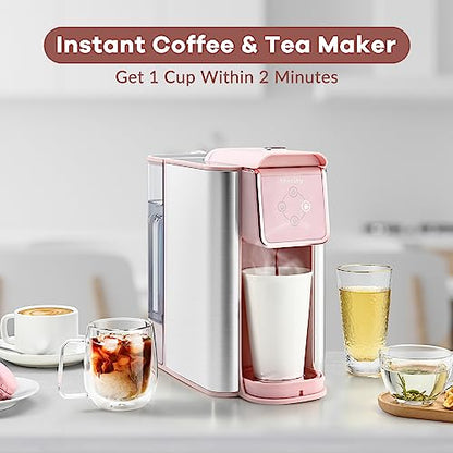Mecity Pink Coffee Maker 3-in-1 Single Serve Coffee Machine, For Flat Bottom Coffee Capsule, Ground Coffee, 6 to 10 Ounce Cup, Removable 50 Oz Water Reservoir, 120V 1150W - color: Pink, size: 6.3 x 10.4 10.6 inches