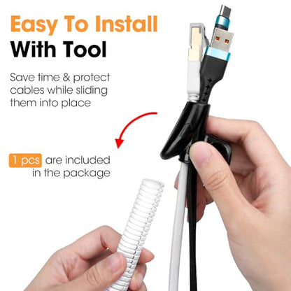 50 FT Wire Loom 1/2 Inch, Split Wire Loom Tubing Wire Conduit with Installation Tool, Flexible Wire Protector Tubing – White - color: 1/2" x 50ft-White