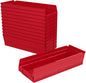 Akro-Mils 30138 Plastic Shelf Bins, Heavy Duty Storage Bins for Garage, Closet, and Drawer Organization, 18" x 6-1/2" x 4", Red, 12-Pack - color: Red