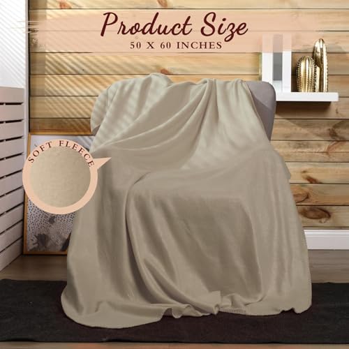 Buryeah 10 Pcs Fleece Blanket Bulk Soft Warm Fleece Blankets Cozy Lightweight Throw Blankets Plush Pet Throw Blanket for Home Bed Sofa Office Wedding Gifts Travel(50" x 60",Light Tan) - color: Light Tan