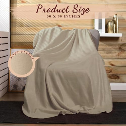 Buryeah 10 Pcs Fleece Blanket Bulk Soft Warm Fleece Blankets Cozy Lightweight Throw Blankets Plush Pet Throw Blanket for Home Bed Sofa Office Wedding Gifts Travel(50" x 60",Light Tan) - color: Light Tan