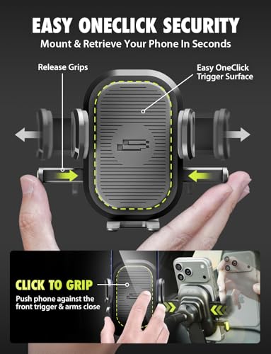 Bracketron OneClick Flexible Cell Phone Car Holder, 360 Rotation Dual Mount Dashboard & Vent for All iPhone, Android & Smartphone, Adjustable Gooseneck with Secure Suction Cup for Hands-Free Driving - style: Gooseneck