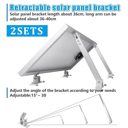 2 Set Adjustable Solar Panel Tilt Mount Bracket Aluminum Alloy Solar Panel Mounting Support up to 50 70 100 150 200 300 400 Watt Solar Panel for Flat Surface Roof RV Boat Off-Grid (Mount Only) Silver - color: SILVER-2SET
