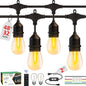 50FT Outdoor String Lights Waterproof with 30+2 Bulbs (1.5FT Bulbs Spacing), Remote & Dimmer, Commercial Grade Patio Lights with 3 Mode Light & Timing,100PC Ties for Outside - style: 50FT With 32 Bulbs