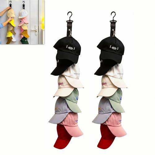 2 Pack-Over the Door Hat Organizer | Oxford Cloth Back of Door Hat Organizer for Baseball Caps & Cap Holder Organizers for Door Holds 16 Caps | Hats Accessories for Baseball Cap Storage - style: C