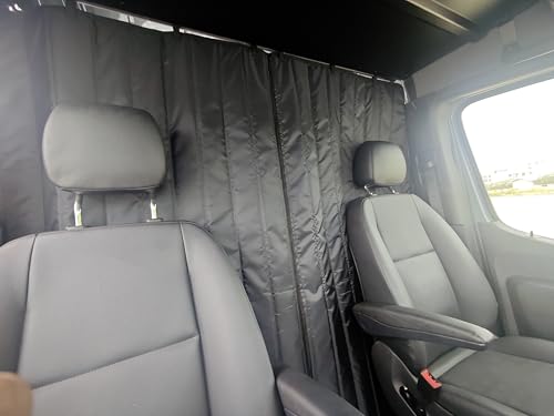 Privacy Cab Curtain for Mercedes-Benz Sprinter High Roof Van, 2007-Current, Divider Screen for Cab & Living Quarters, Magnetic Closure, Without Curtain Rod