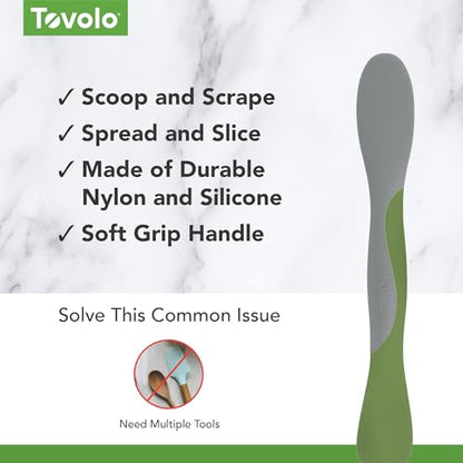 Tovolo Scoop and Spread Large Dual End Silicone Sandwich Spreader Tool with Nylon Handle, BPA Free Dishwasher Safe Silicone and Nylon Tool for Spreading and Scooping, Pesto Green and Oyster Gray - color: Pesto, size: Large