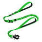 PetBonus Heavy Duty Tactical Dog Leash, 5 FT Bungee Shock Absorption Leash with 2 Padded Handles, Quick Release Metal Clip, Car Seatbelt, No Pull Training Lead for Large Medium Dogs（Grass Green） - color: Grass Green