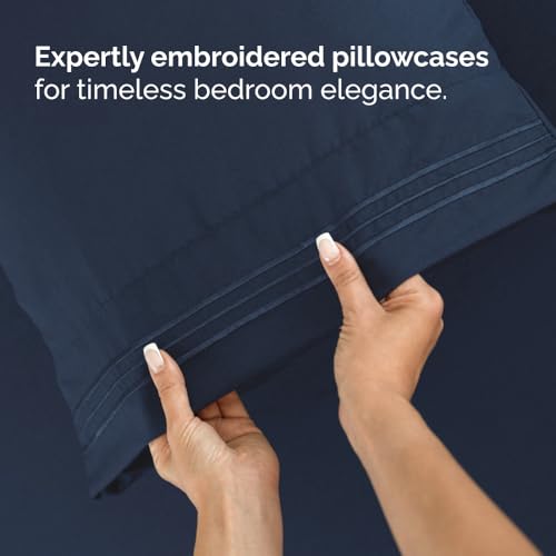 Olympic Queen Sheet Set 66x80 - 4 Piece RV Olympic Queen Size Sheets - Soft, Breathable & Cooling - Fits 14” to 16" Mattress w/ Deep Pockets - Comfy Luxury Bedding - Fade & Wrinkle Free - Navy Blue - color: 24 - Navy Blue, size: Olypmic Queen