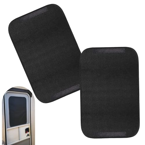 2PCS RV Door Window Shade Cover, Sunproof & Thermal Insulation Door Cover, Windbreak Vehicle Sunshade Privacy Window for Campers, Travel Trailer, Motorhomes, for Traveling, Camping (Black)