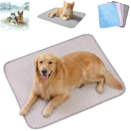 HISKI Dog Cooling Mat, Cool Gel Mat with Long-Lasting Cool, Waterproof Fabric Portable Cooling Pad for Pets, Summer Dog Cooling Mat, Portable and Easy to Clean (Gray, Small) - color: Gray, size: Small