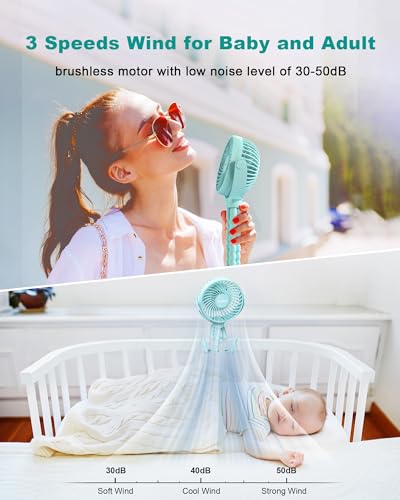 Coohea Stroller Fan Clip on for Baby, 4000mAh Rechargeable Battery Operated, Flexible Tripod, 3 Wind Speed, 360° Rotatable, Small Cooling Portable Fan for Car Seat Crib Bike Travel Beach, Blue - color: Blue