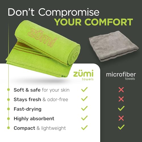 Zumi MINI 100% Cotton Camping Travel Towel - Small, Ultralight, Fast Drying, Highly Absorbent, Soft and Gentle on The Skin, Safe for The Planet (28" x 13" White) - color: White Mini