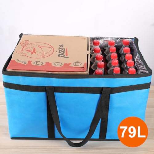 Bodaon 4-Pack Cooler Insulated Food Delivery Bag, Rideshare Delivery Bag, XXX-Large Thermal Bags for Catering/Hot Pizza, Travel/Camping/Picnic/Grocery Reusable Warmer Frozen, Blue-Black Edge - color: Blue, size: XXX-Large