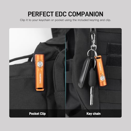 ThruNite Ti Keychain Flashlight, USB-C Rechargeable EDC Pocket Light, 650 Lumens with Magnetic Tailcap, 5 Modes, IPX-6 Waterproof Mini Flashlight for Camping, Everyday Carry (Orange) - color: Orange
