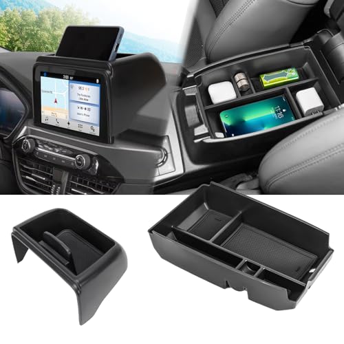 2PCS Center Console Organizer Compatible with Ford Escape 2020-2025 2026 Armrest Storage Box and Dashboard Tray Behind 8-inch Screen Dash Insert Tray Interior Accessories-ONLY FIT 8" display