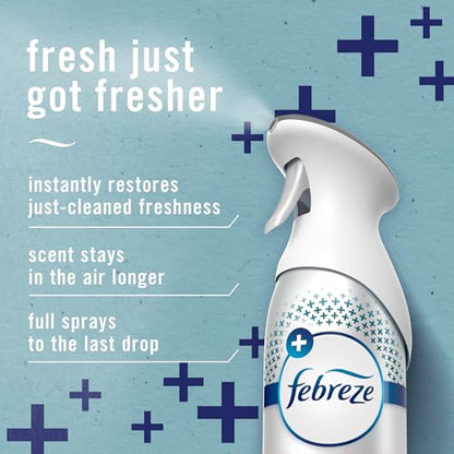 Febreze Air Mist, Air Freshener Spray, Odor Fighting Room Spray, Deodorizer for Home Bathroom Kitchen Office Apartment Dorm Room Classroom, Heavy Duty Crisp Clean Scent, 8.1oz, (Pack of 6) - style: HD Crisp Clean