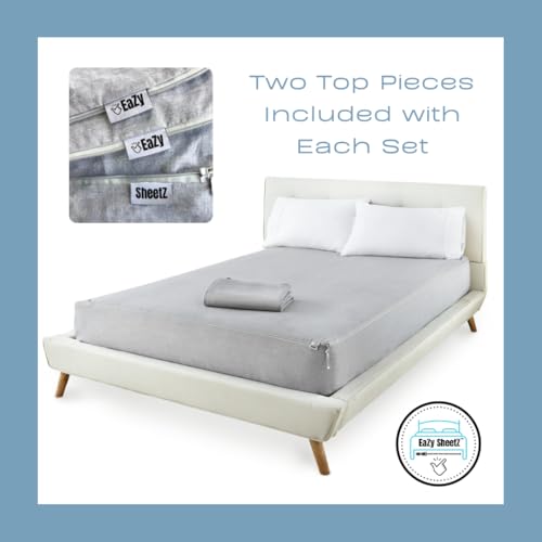 Eazy Sheetz® Bunk Bed Zipper Sheets – Stay On Fitted Sheets | Zip On Sheets for RV Bunks, Zip On Sheets That Won’t Pop Off (Gray) Crisp Cotton - RV Bunk 28x74 (3-4 inch Depth) BUNK28G - color: Gray (Crisp Cotton), size: RV Bunk 28X74 (3-4 inch Depth)