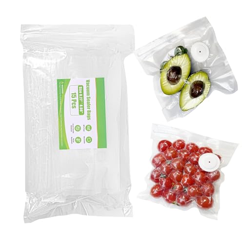 Vacuum Sealer Bags, Reusable Vacuum Zipper Bag, BPA Free Heavy Duty Vacuum Storage Bag for Food 15 Bags (15 Small Bags (8.27x 8.66 in)) - size: 15 Small Bags (8.27x8.66 in)