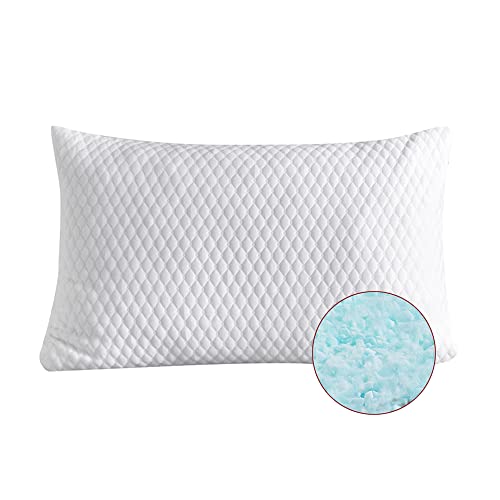 NTCOCO Shredded Memory Foam Bed Pillows for Sleeping King Size of 1, with Washable Removable Hypoallergenic Sleep Pillow for Back and Side Sleeper - color: White, size: King (1Pack)