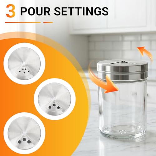 Segarty 1.7oz Mini Spice Jars with Metal Shaker Lids, 3 Pack 50ml Glass Seasonings Containers Adjustable Pour Holes for Kitchen Organization Condiments Storage, Salt Pepper Shakers 3 Labels for Picnic - size: 1.7oz / 50ml