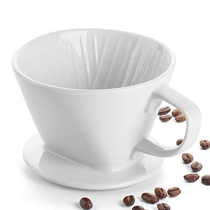 DOWAN Pour Over Coffee Maker, Non-Electric Pour Over Coffee Dripper, Manual Brew Maker, Single Cups Porcelain Slow Brewing Accessories for Gifts,White - color: White