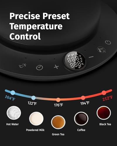 INFOOD 0.8L Gooseneck Electric Kettle, Precise Temperature Control for Pour Over Coffee & Tea, 1200W Fast Boiling Water, Auto Shut Off, Scheduling, Stainless Steel, Black - color: Black