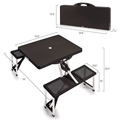 PICNIC TIME NCAA North Carolina Tar Heels Folding Picnic Table - Camping Table - Outdoor Table with Umbrella Hole - color: Black