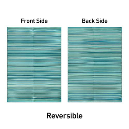Rugshop Contemporary Stripe Reversible Foldable Waterproof Premium Recycled Plastic Outdoor Rugs for Patio,Backyard,RV,Deck,Picnic,Trailer,Beach,Camping Rug 6' X 9' Blue - size: 6' x 9' (Rectangular)