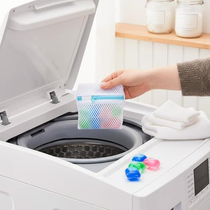 4 Pcs Anti-Sticking Laundry Pod Bags, Small Mesh Scent Beads Laundry Bags with Zipper Portable Washing Machine Wash Storage Bags for Pods Scented Beads