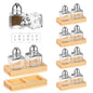 12 Pcs Mini Salt and Pepper Shakers Set with 6 Wood Organizer Sticker 0.5 oz Small Glass Salt and Pepper Shakers Bulk Tiny Individual Salt and Pepper Shakers Cube Spice Jars for Travel Party Camping