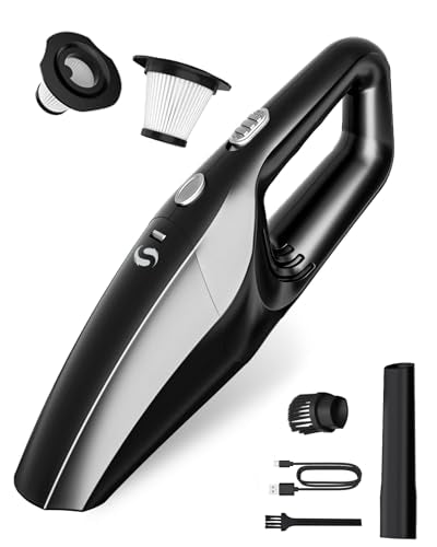 Handheld Vacuum Cordless Mini Car Vacuum Cleaner Portable and Rechargeable with Powerful Suction for Car Home Office and Pet Hair with HEPA Filter and Lightweight - color: Black Grey Cordless