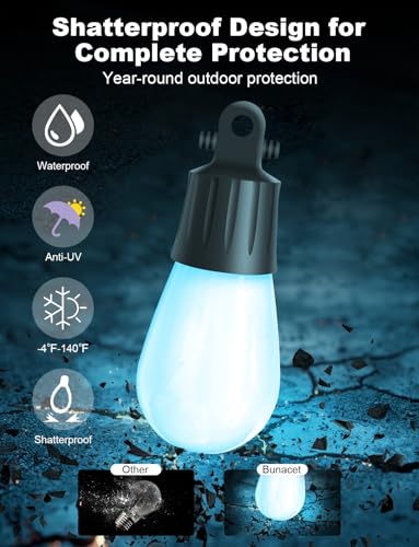 Outdoor String Lights APP Control with Remote, 118(98+12) ft RGB+IC+Warm White Outdoor Light 36 LED Bulbs, NOT Extendable, Music Sync for Garden Party Decor Christmas - size: 118FT S14 RGB Smart IC