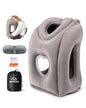 Inflatable Travel Pillow, Airplane Neck Pillow Comfortably Supports Head and Chin for Airplanes, Trains, Cars Office Napping on The Tray Table (Grey) - color: Grey(upgraded)