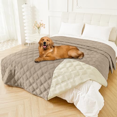 Smiry Waterproof Dog Bed Cover Blanket 82x120, Soft Reversible Pet Blanket, Washable Leakproof Cats Dogs Couch Cover for Sofa, Couch, Furniture, Taupe/Beige - color: Taupe/Beige, size: 82x120 Inch