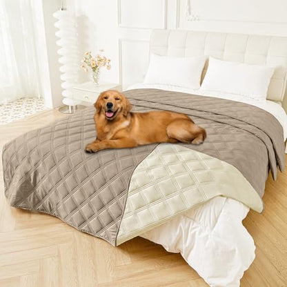 Smiry Waterproof Dog Bed Cover Blanket 82x120, Soft Reversible Pet Blanket, Washable Leakproof Cats Dogs Couch Cover for Sofa, Couch, Furniture, Taupe/Beige - color: Taupe/Beige, size: 82x120 Inch