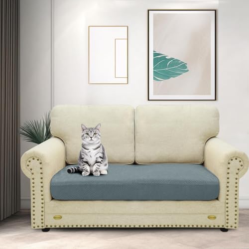 ZNSAYOTX Stretch Cushion Covers Sofa Loveseat Cushion Couch Seat Covers Slipcovers Soft Replacement Unique Pattern Furniture Protector with Elastic Bottom (Light Gray, 1 Pc 2-Seat Cushion Cover) - color: Light Gray, size: 1 Cushion Loveseat