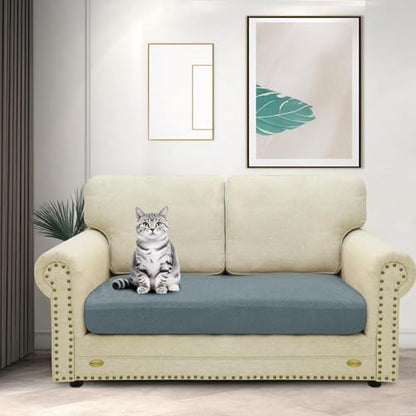 ZNSAYOTX Stretch Cushion Covers Sofa Loveseat Cushion Couch Seat Covers Slipcovers Soft Replacement Unique Pattern Furniture Protector with Elastic Bottom (Light Gray, 1 Pc 2-Seat Cushion Cover) - color: Light Gray, size: 1 Cushion Loveseat