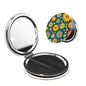 Abstract Hippie Flower Print Foldable Travel Pocket Mirror Round PU Leather Portable Mini Makeup Double Sided Handheld Magnifying,2.6 in - color: Abstract Hippie Flower