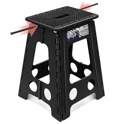 Delxo Folding Step Stool 17.5 Inch Non-Slip Foldable Stools for Kids & Adults Up to 300 LBS Kitchen Collapsible Fold Up Stepping Stool with Dotted 1 Pack Black - color: Dot Black, size: 17.5 Inch