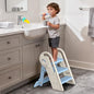 Onasti Toddler Step Stool with Handles, Adjustable Kids Stool Converts from 3-Step to 2-Step, Non-Slip and Anti-Tip Design for Safer Potty Training, Bathroom Sink and Kitchen Counter- Blue - color: Baby Blue