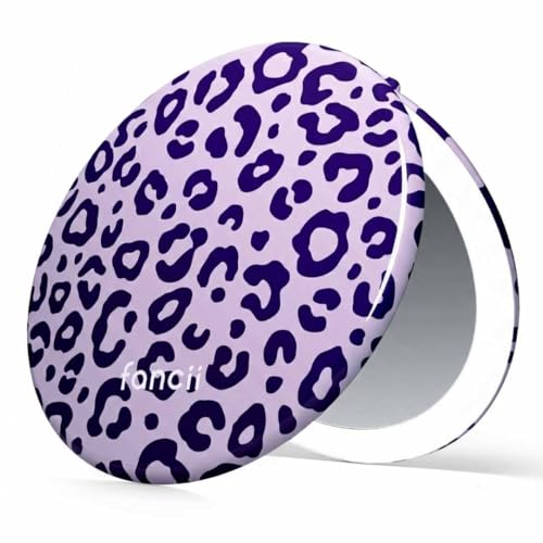Fancii Taylor LED Lighted Travel Makeup Mirror, Rechargeable, 10x /1x Magnifying, Tru-Glow Lighting System, XL Large 5” Wide | Compact Mirror for Purses (Cheetah Crush) - color: Cheetah Crush