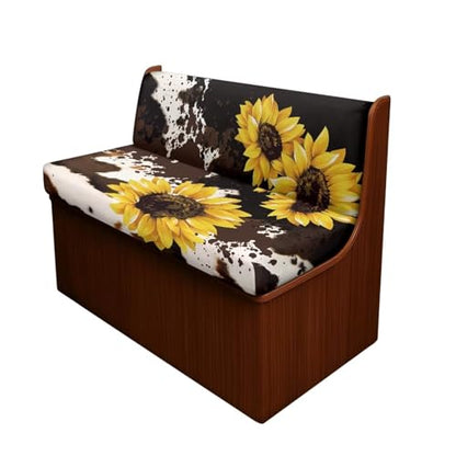 Cow Print Sunflower RV Dinette Cushion Covers 2 Pack RV Replacement Stretch Sofa Seat Slipcovers Universal Comfortable Camper Cushion Slipcover RV Accessories for Inside - color: Cow Print Sunflower