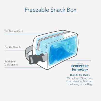 PackIt Freezable Snack Box, Gray Fog, Built with EcoFreeze Technology, Collapsible, Reusable, Zip Closure with Buckle Handle, Designed For Work Snacks, Fresh Snacks On the Go, Adults, and All Ages - color: Gray Fog