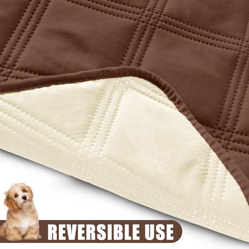 Smiry Waterproof Dog Bed Cover Blanket 40x80, Soft Reversible Pet Blanket, Washable Leakproof Cats Dogs Couch Cover for Sofa, Couch, Furniture, Brown/Beige - color: Brown/Beige, size: 40x80 Inch