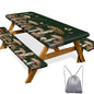 Picnic Table Cover with Bench Covers Camping Essentials Waterproof Windproof Camping Tablecloth with Drawstring Bag, Fitted Rectangle Tables and Seats, 72in, Dark Green Mushroom - color: Dark Green Mushroom, size: 72in