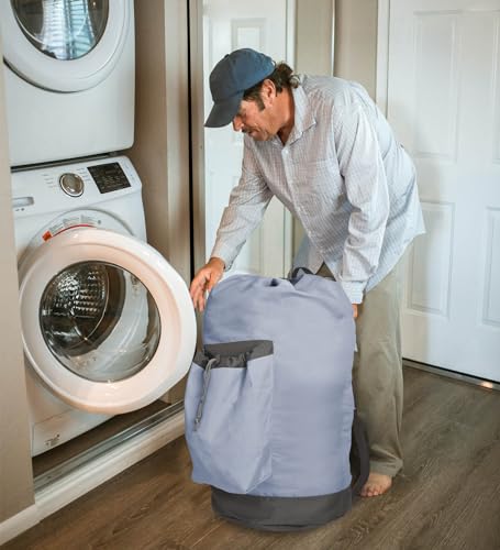 VividPaw Laundry Bag Extra Large Heavy Duty, Laundry Backpack for College students, Travel Laundry Bags with Adjustable Strap, Dirty Clothes Hamper, College Dorm Room Essentials (Grey) - color: Grey