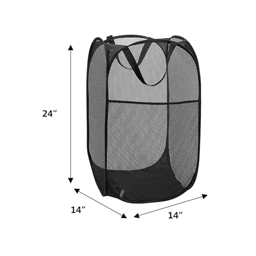 4Pcs Pop Up Laundry Hamper – Large 70L Collapsible Mesh Basket for Home, College Dorm & Apartment, Foldable Lightweight Hamper with Handles & Side Pocket (3 Black + 1 Pink) - color: 3 Black with 1 Pink