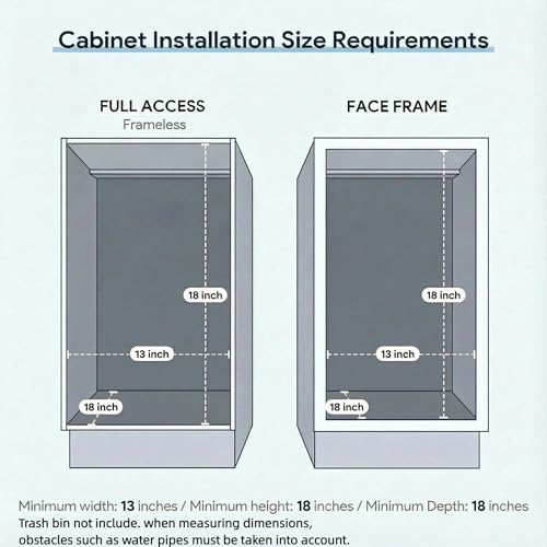 Pull Out Trash Can Under Cabinet & Under Sink - Heavy Duty Sliding Adjustable Cabinet Garbage Can Organizer, Requires Minimum Cabinets Opening 13" W X 18" D,Chrome Finish (Waste Bin Not Included)