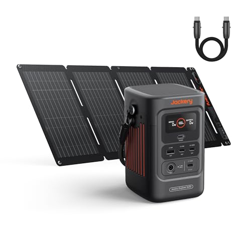 Jackery Explorer 240D Power Bank with 40W Solar Panel, 256Wh LiFePO4 Battery Portable Power Station, 200W DC Output with 40W Air Solar Panel - style: E240D + 40W Mini